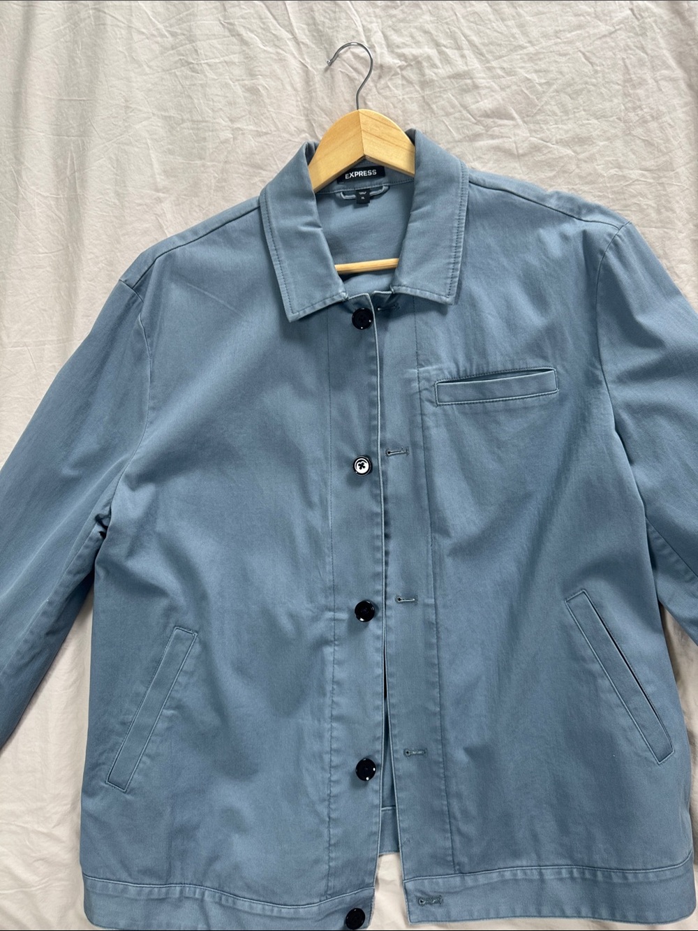 Express Dusty Blue Button-Front Jacket